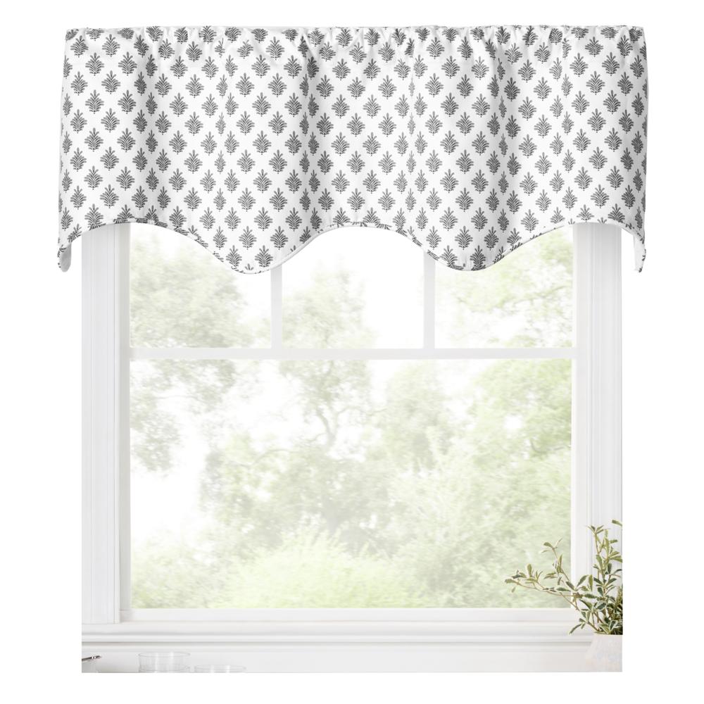 Ellis Curtain Manchester 3" Rod Pocket 100% Cotton Machine Wash and Dry Tailored Valance 50" x 16" Black