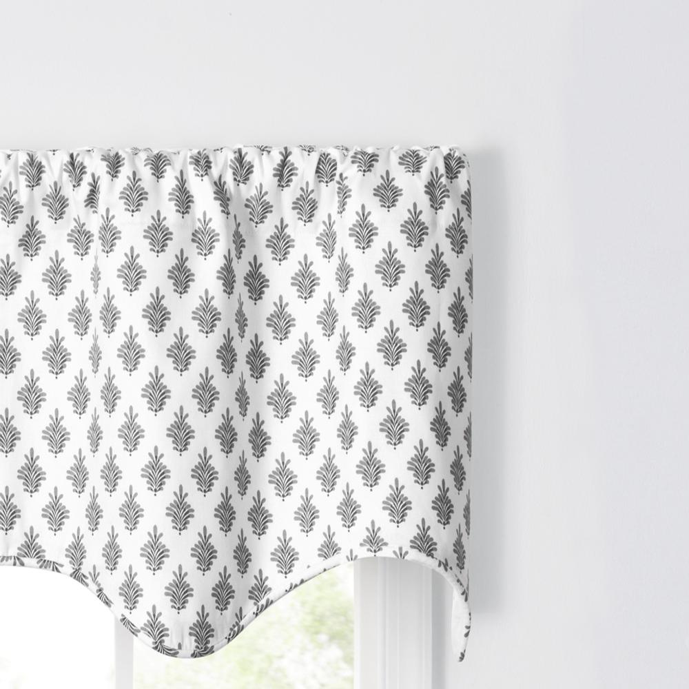 Ellis Curtain Manchester 3" Rod Pocket 100% Cotton Machine Wash and Dry Tailored Valance 50" x 16" Black