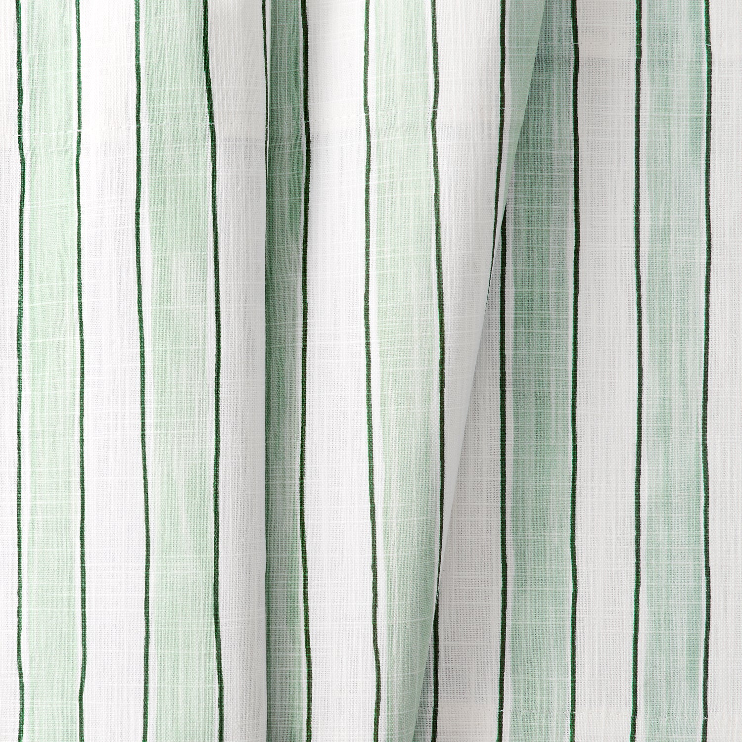 Ellis Curtain Saratoga Stripe 100% Cotton Scallop Poly-Cotton Lined Rod Pocket Valance 50" x 16" Green
