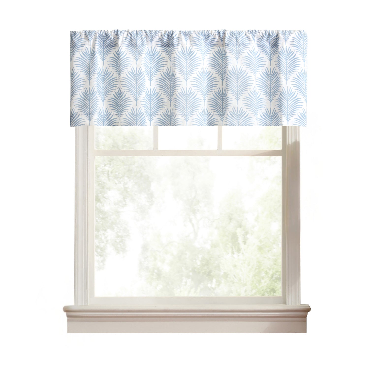 Ellis Curtain Palmetto 100% Cotton Tailored Rod Pocket Valance 50" x 16" Blue