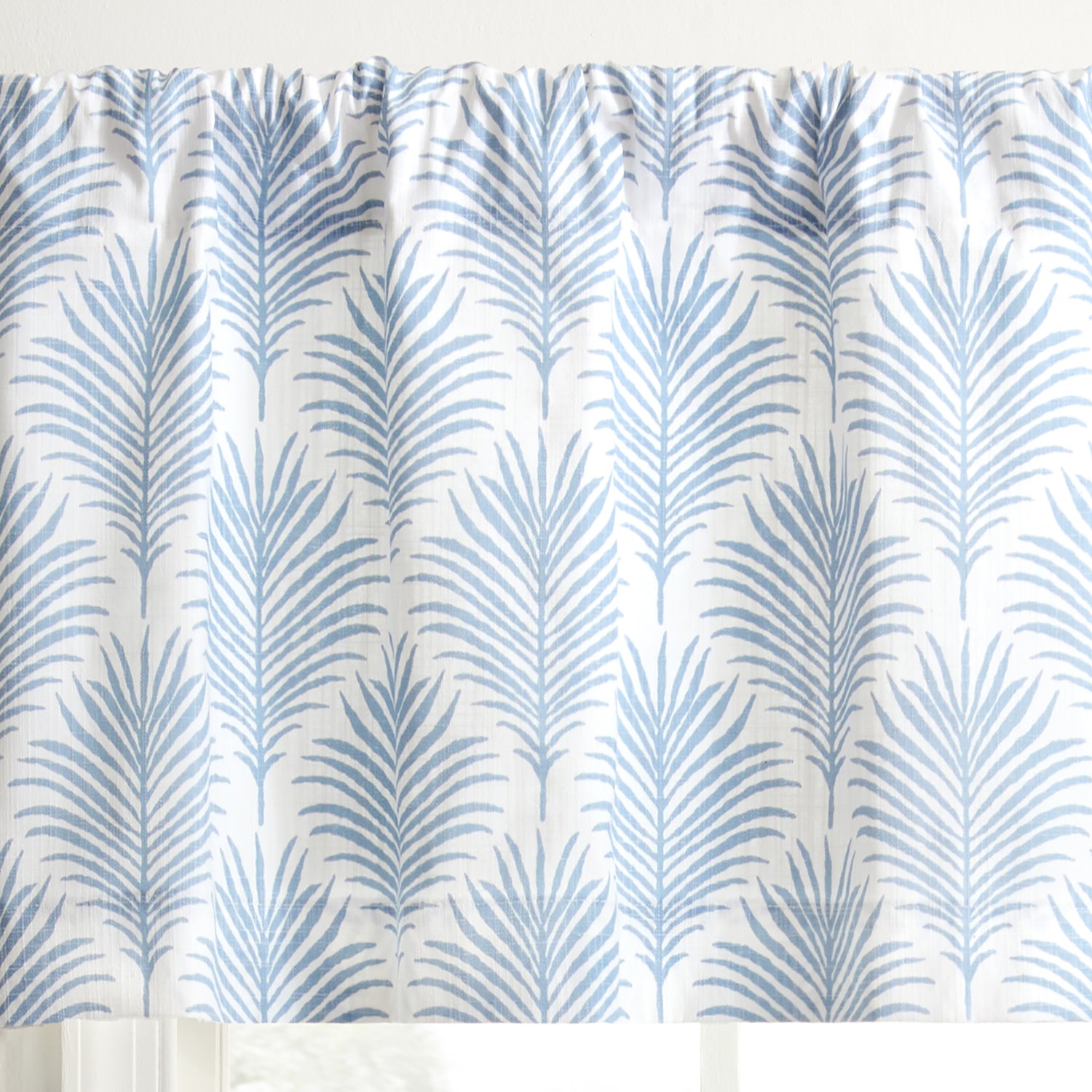 Ellis Curtain Palmetto 100% Cotton Tailored Rod Pocket Valance 50" x 16" Blue