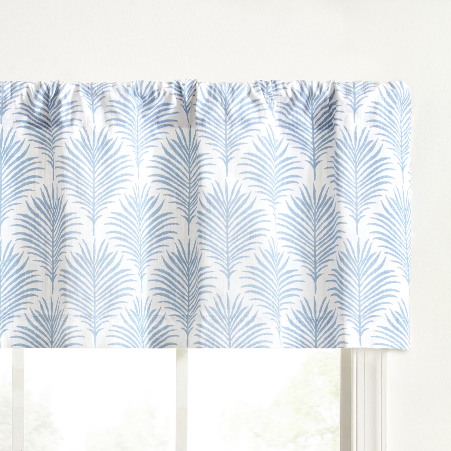 Ellis Curtain Palmetto 100% Cotton Tailored Rod Pocket Valance 50" x 16" Blue