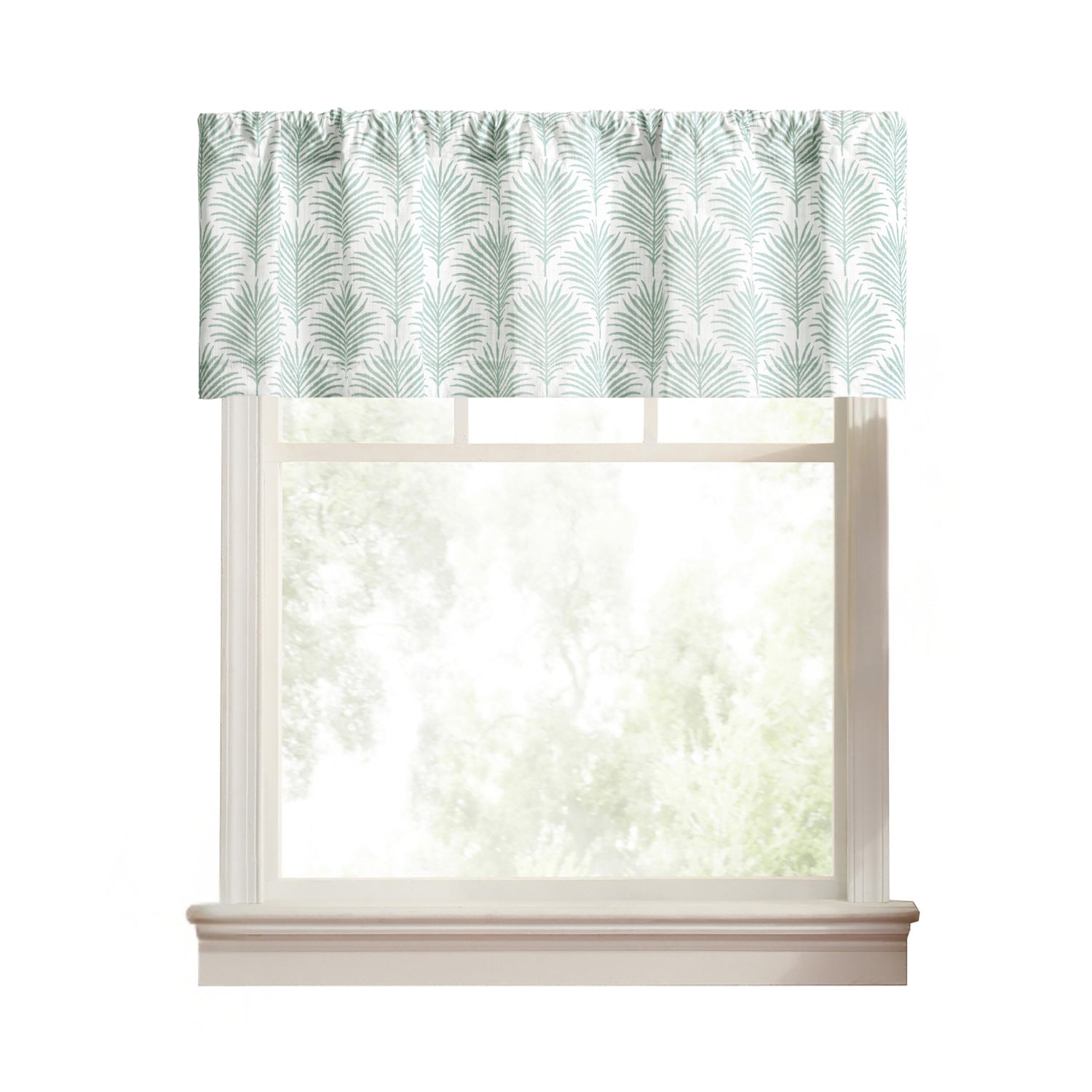 Ellis Curtain Palmetto 100% Cotton Tailored Rod Pocket Valance 50" x 16" Green