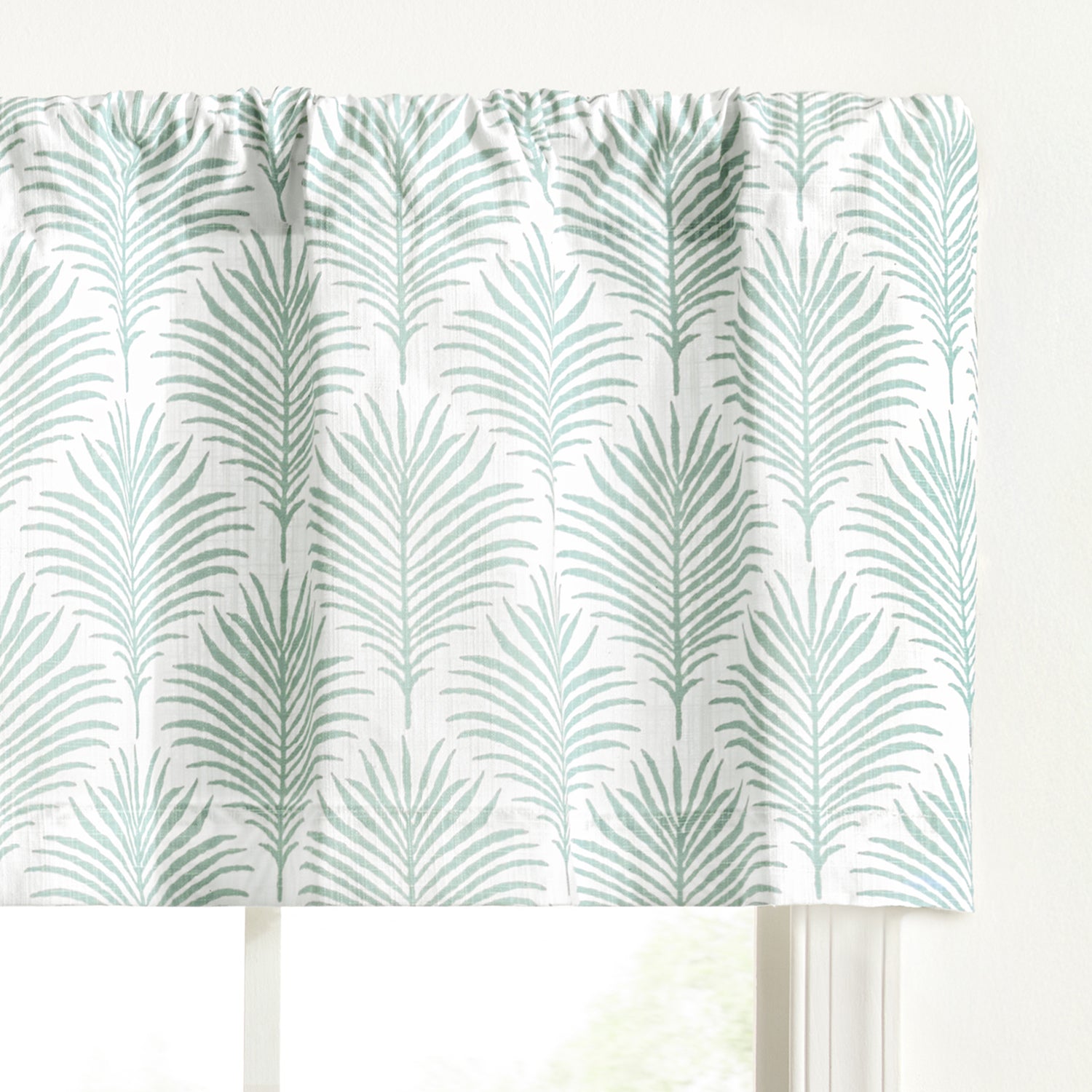 Ellis Curtain Palmetto 100% Cotton Tailored Rod Pocket Valance 50" x 16" Green