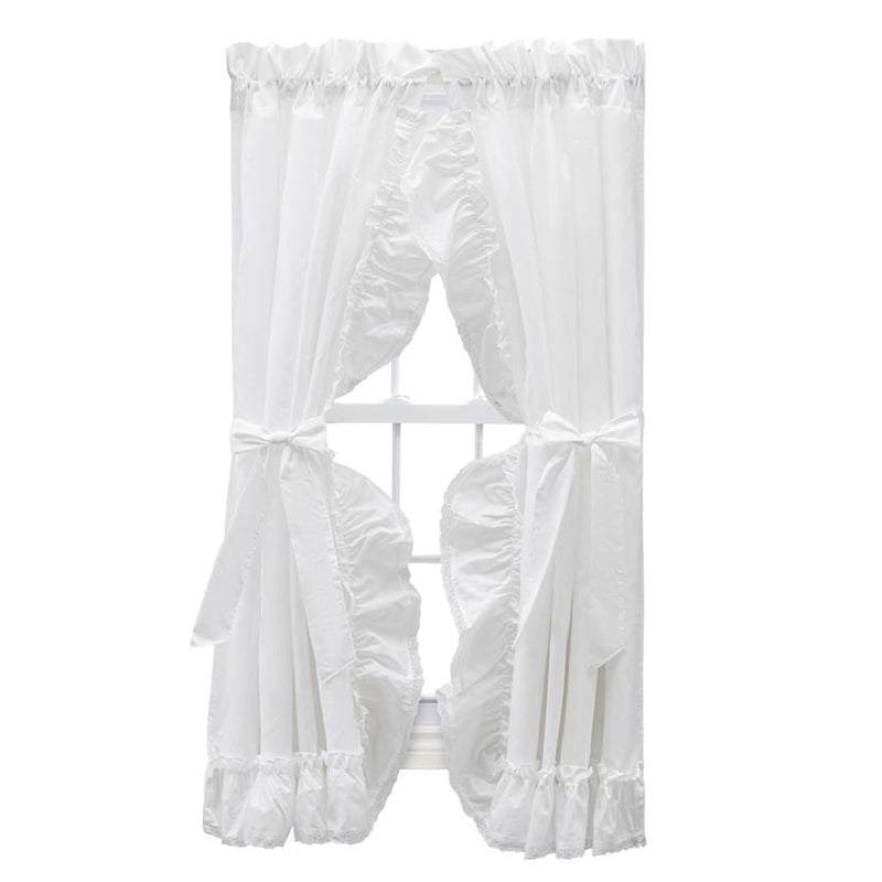 Ellis Curtain Madelyn Ruffled Victorian Priscillas 1.5" Rod Pocket Curtain Panel White