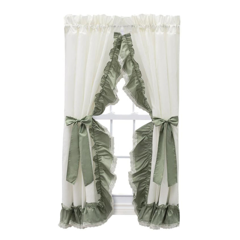 Ellis Curtain Madelyn Ruffled Victorian Priscillas 1.5" Rod Pocket Curtain Panel Sage