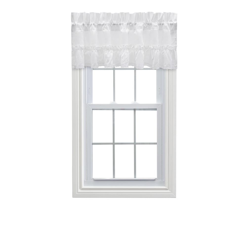 Ellis Curtain Madelyn Ruffled Victorian 1.5" Rod Pocket Valances for Windows 60" x 16" White