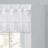Ellis Curtain Madelyn Ruffled Victorian 1.5" Rod Pocket Valances for Windows 60" x 16" White