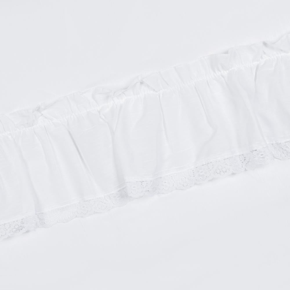 Ellis Curtain Madelyn Ruffled Victorian 1.5" Rod Pocket Valances for Windows 60" x 16" White