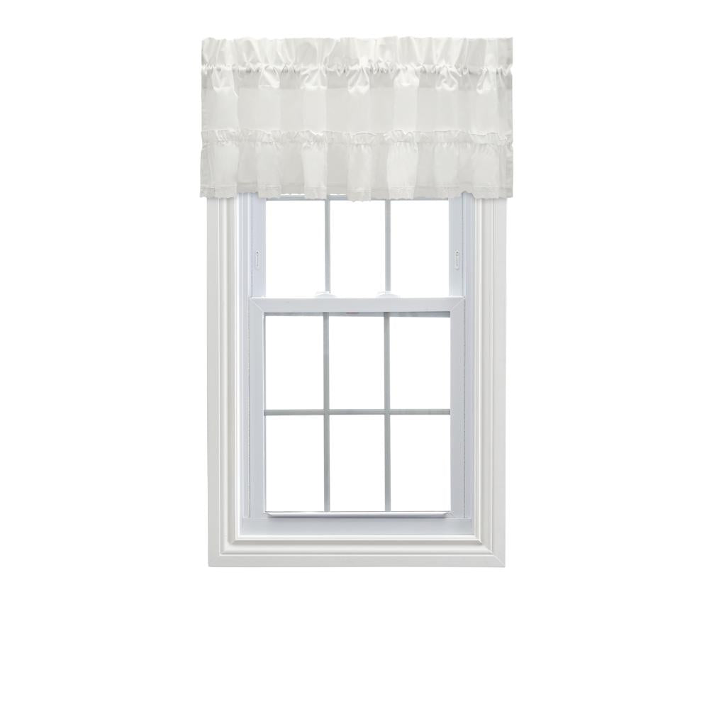 Ellis Curtain Madelyn Ruffled Victorian 1.5" Rod Pocket Valances for Windows 60" x 16" Natural