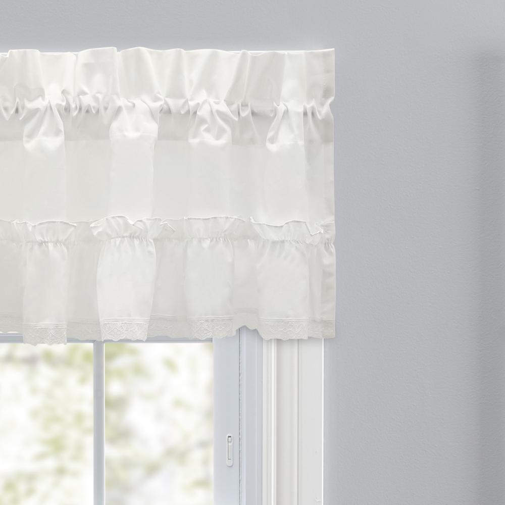 Ellis Curtain Madelyn Ruffled Victorian 1.5" Rod Pocket Valances for Windows 60" x 16" Natural