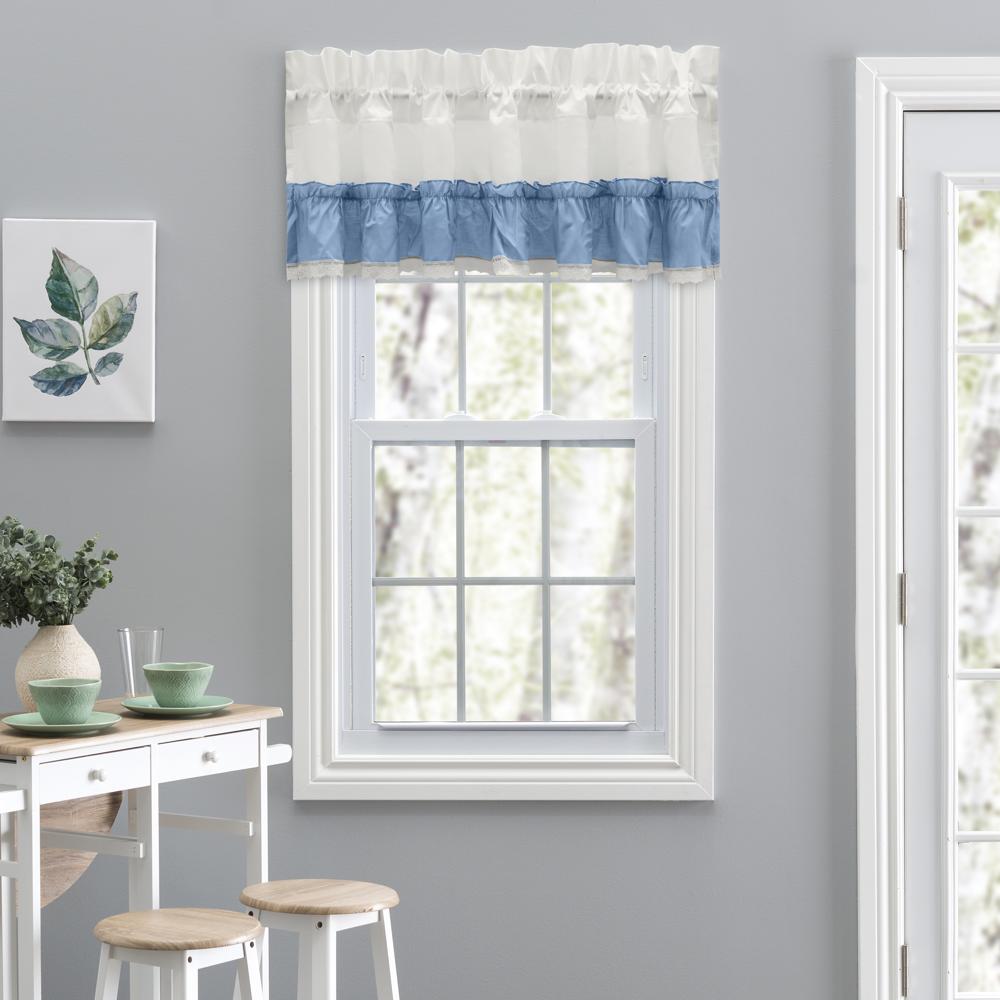 Ellis Curtain Madelyn Ruffled Victorian 1.5" Rod Pocket Valances for Windows 60" x 16" Slate