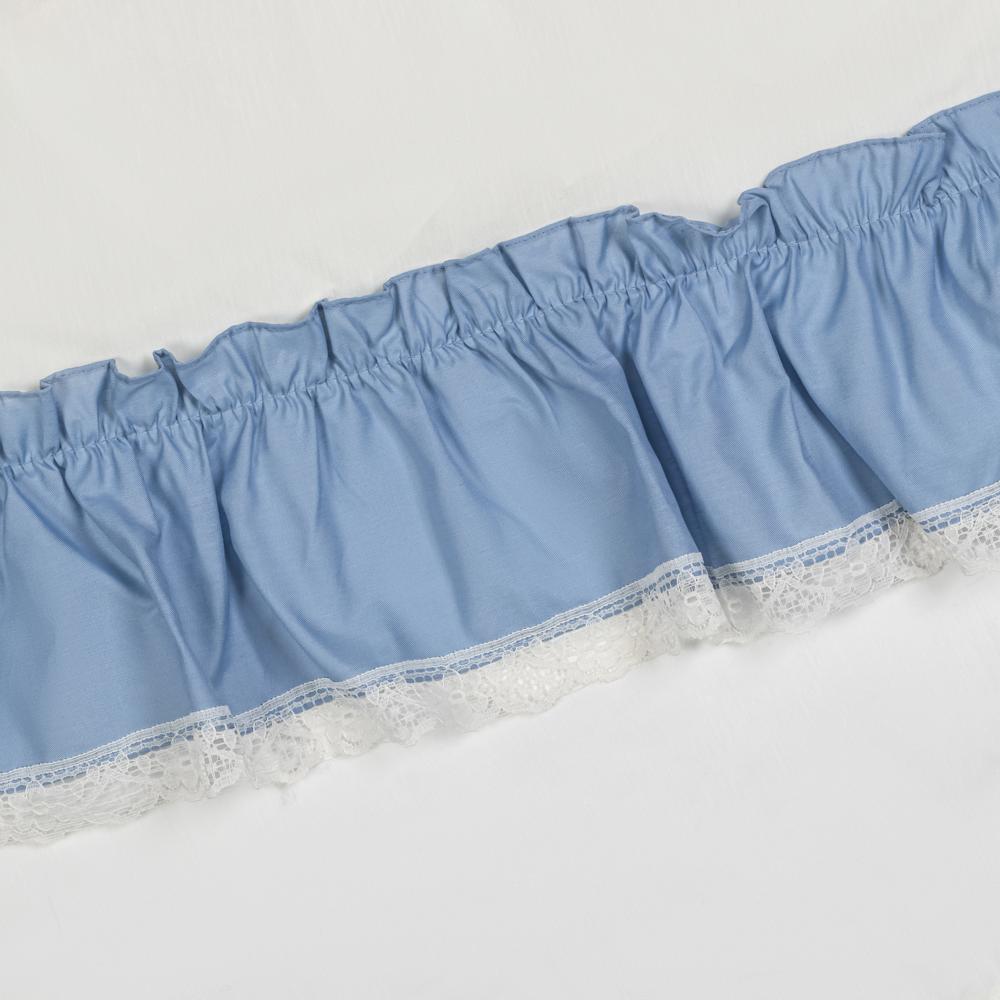 Ellis Curtain Madelyn Ruffled Victorian 1.5" Rod Pocket Valances for Windows 60" x 16" Slate