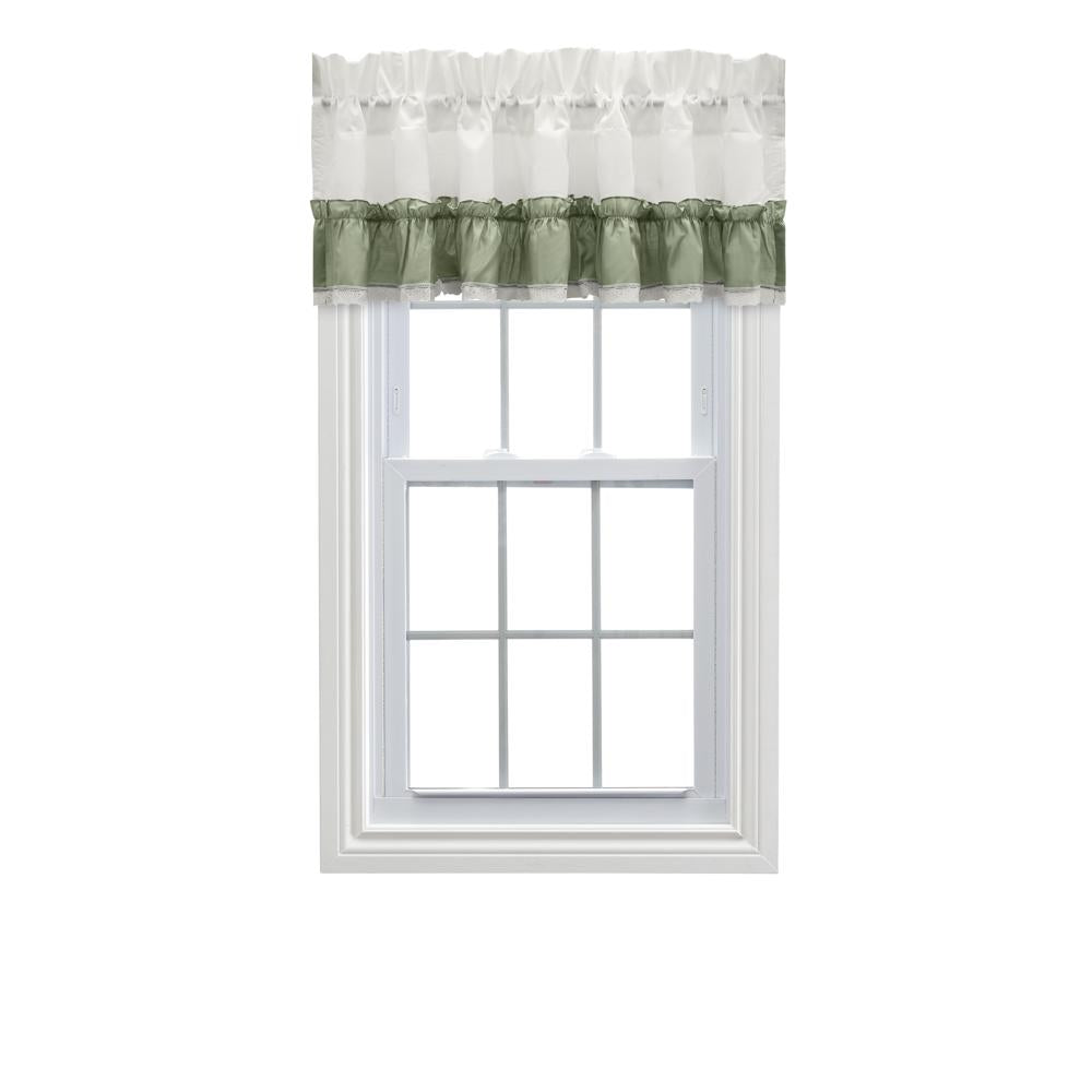 Ellis Curtain Madelyn Ruffled Victorian 1.5" Rod Pocket Valances for Windows 60" x 16" Sage