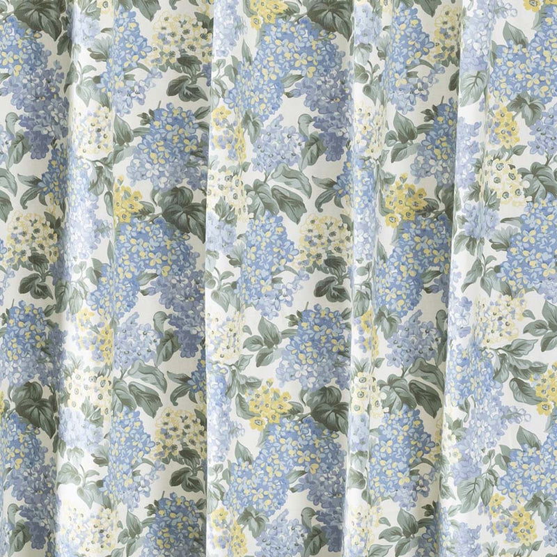 Ellis Hydrangea Classic Pattern Printed High Quality Piped Edge Button Holes Shower Curtain 72"x72" Blue