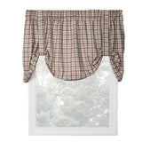 Ellis Curtain Bristol Plaid High Quality Room Darkening Solid Natural Color Tie Up Window Valance - 60 x 24", Red