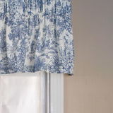 Ellis Curtain Victoria Park Toile Water Proof Room Darkening Blackout Tailored Window Valance - 70 x 12" Blue