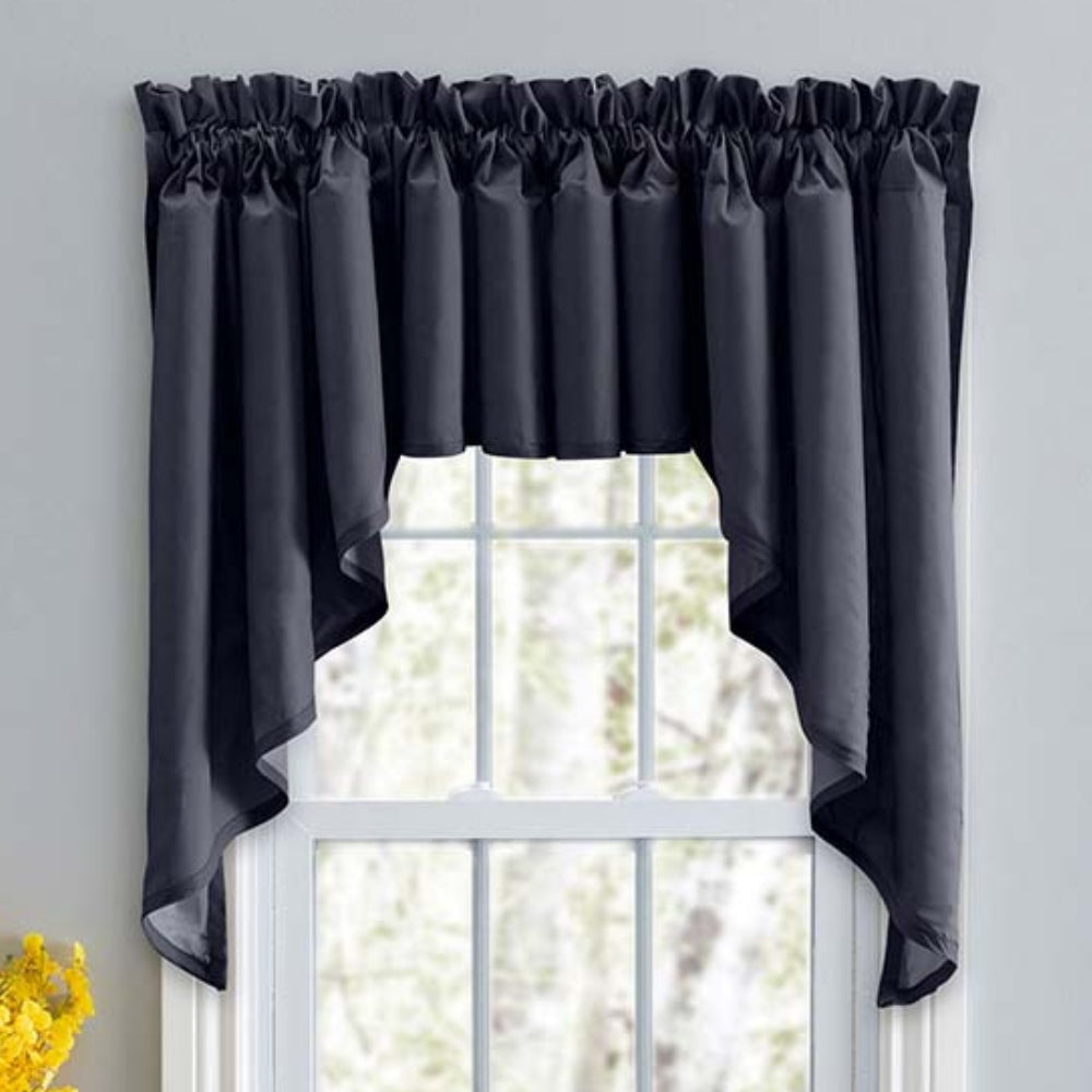 Ellis Stacey 3" Rod Pocket High Quality Fabric Solid Color Window Lined Swag Set Navy