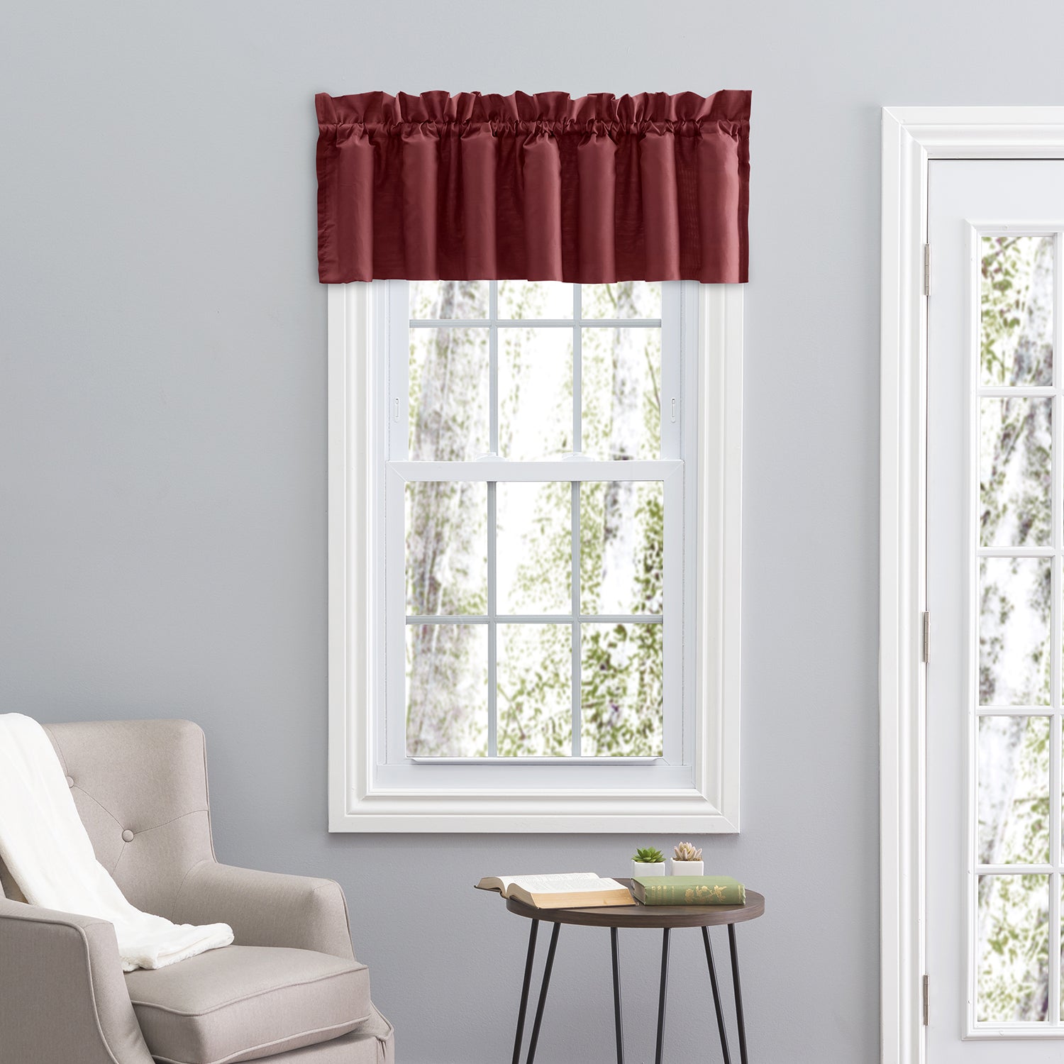 Ellis Stacey 3" Rod Pocket High Quality Fabric Solid Color Window Lined Filler Valance 42"x13" Merlot