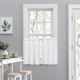 Ellis Curtain Madelyn Ruflled Victorian 1.5" Rod Pocket Window Curtain Tiers White