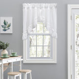 Ellis Curtain Madelyn Ruflled Victorian 1.5" Rod Pocket Swag for Windows Lace Edge 82" x 38" White