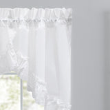Ellis Curtain Madelyn Ruflled Victorian 1.5" Rod Pocket Swag for Windows Lace Edge 82" x 38" White