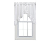 Ellis Curtain Madelyn Ruflled Victorian 1.5" Rod Pocket Swag for Windows Lace Edge 82" x 38" White