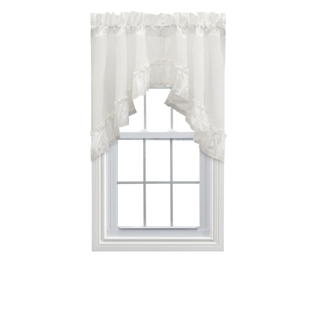 Ellis Curtain Madelyn Ruflled Victorian 1.5" Rod Pocket Swag for Windows Lace Edge 82" x 38" Natural