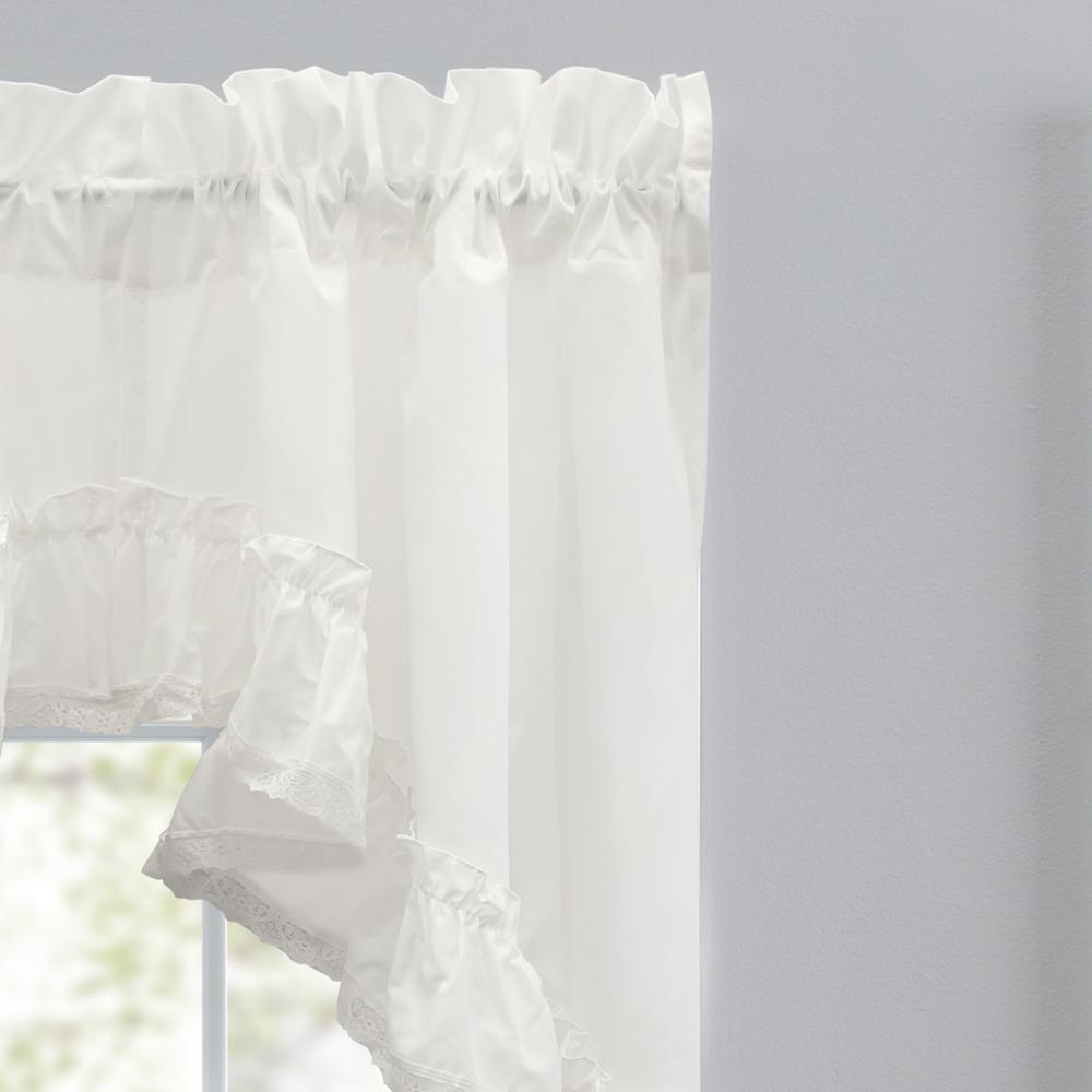 Ellis Curtain Madelyn Ruflled Victorian 1.5" Rod Pocket Swag for Windows Lace Edge 82" x 38" Natural