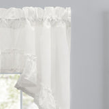 Ellis Curtain Madelyn Ruflled Victorian 1.5" Rod Pocket Swag for Windows Lace Edge 82" x 38" Natural