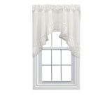 Ellis Curtain Madelyn Ruflled Victorian 1.5" Rod Pocket Swag for Windows Lace Edge 82" x 38" Natural
