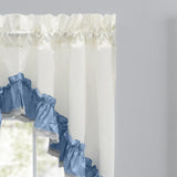 Ellis Curtain Madelyn Ruflled Victorian 1.5" Rod Pocket Swag for Windows Lace Edge 82" x 38" Slate