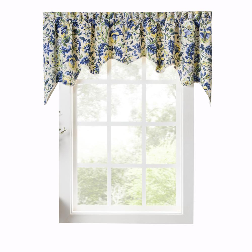 Ellis Curtain Regency Swag Shaped 3" Rod Pocket Valances for Windows 100" x 30" Blue