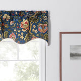 Ellis Curtain Regency Scallop Shaped 3" Rod Pocket Valances for Windows 50" x 15" Navy