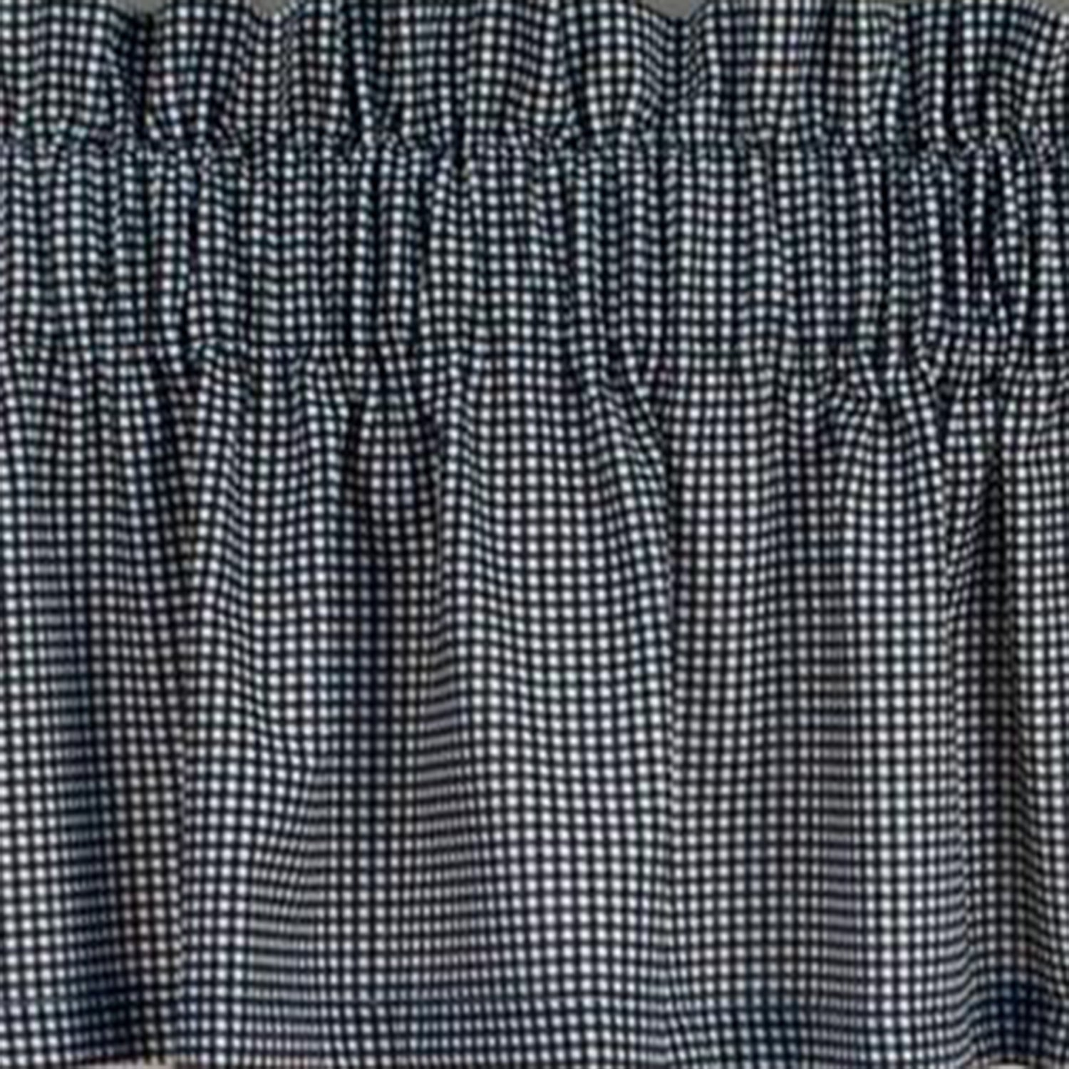 Ellis Curtain Logan Check High Quality Water Proof Room Darkening Blackout Tailored Window Valance - 70 x 12", Black