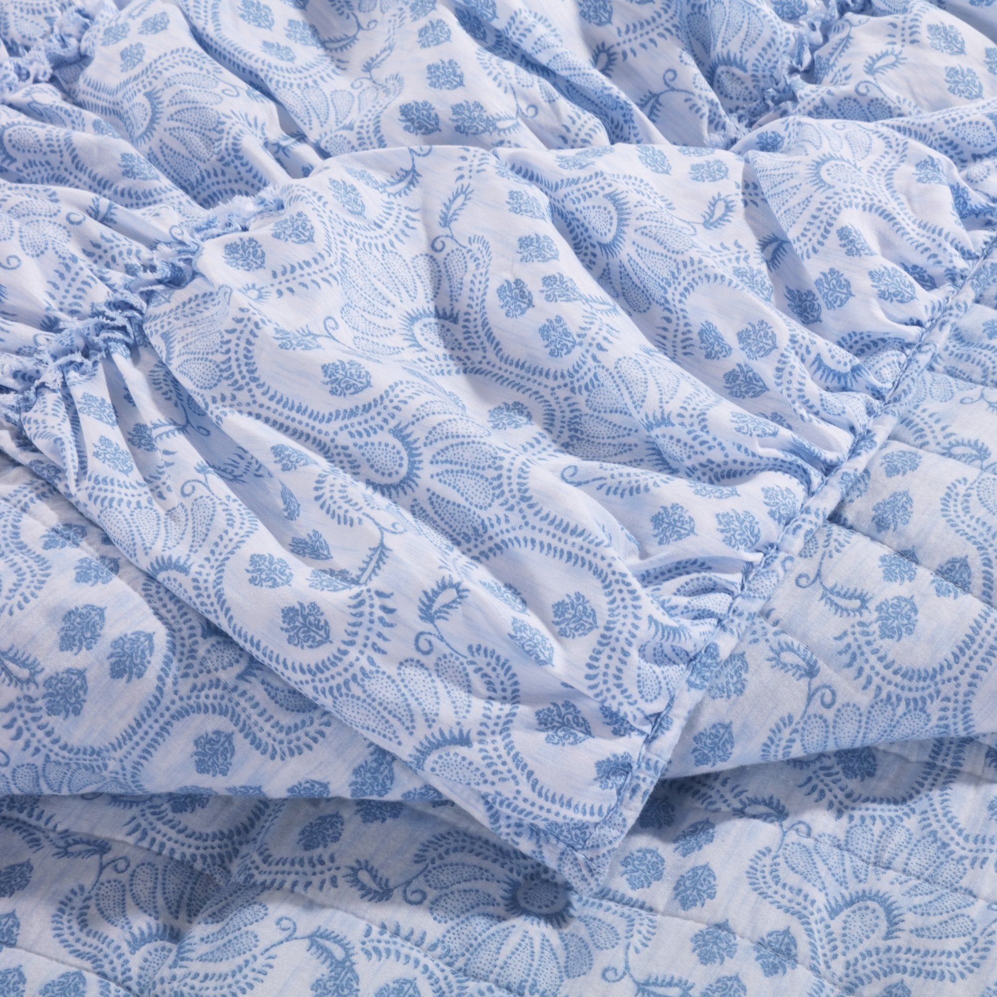 Greenland Home Fashion Helena Ruffle Quilt And Pillow Sham Set - Blue