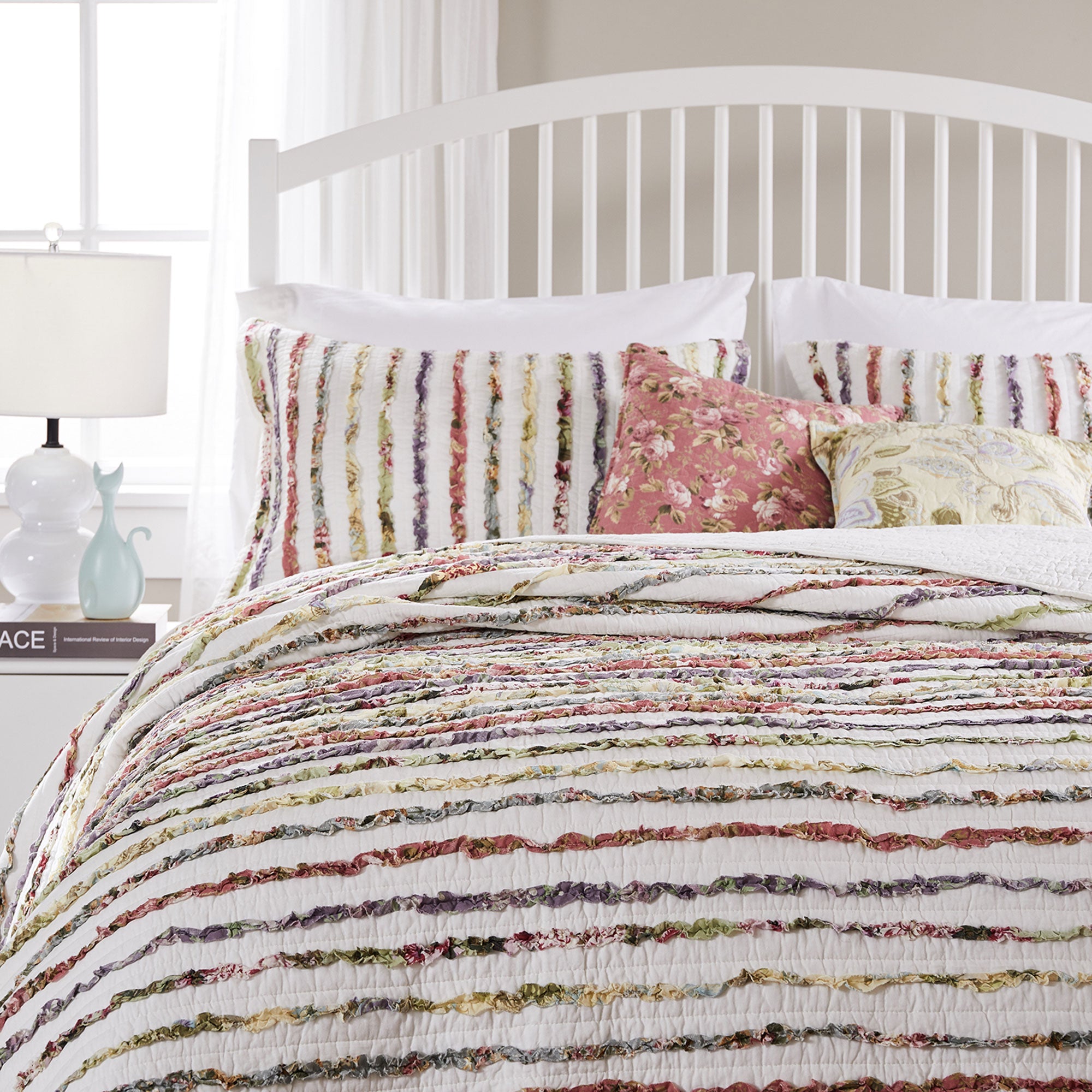 Greenland Home Fashion Bella Ruffled Shabby Comforter Set - Multi