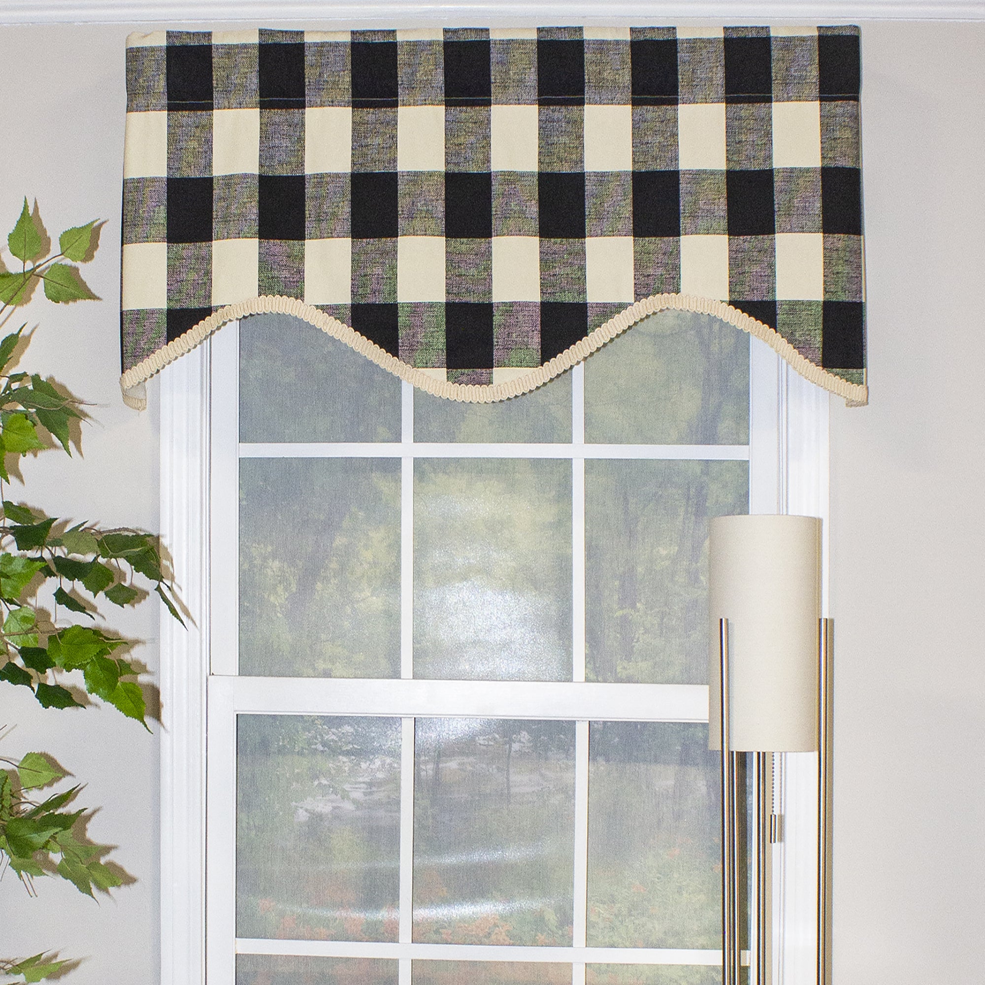 Buffalo Check Style All Season 3" Rod Pocket Valance 50" x 17" Black by RLF Home