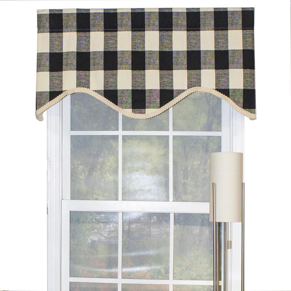 Buffalo Check Style All Season 3" Rod Pocket Valance 50" x 17" Black by RLF Home