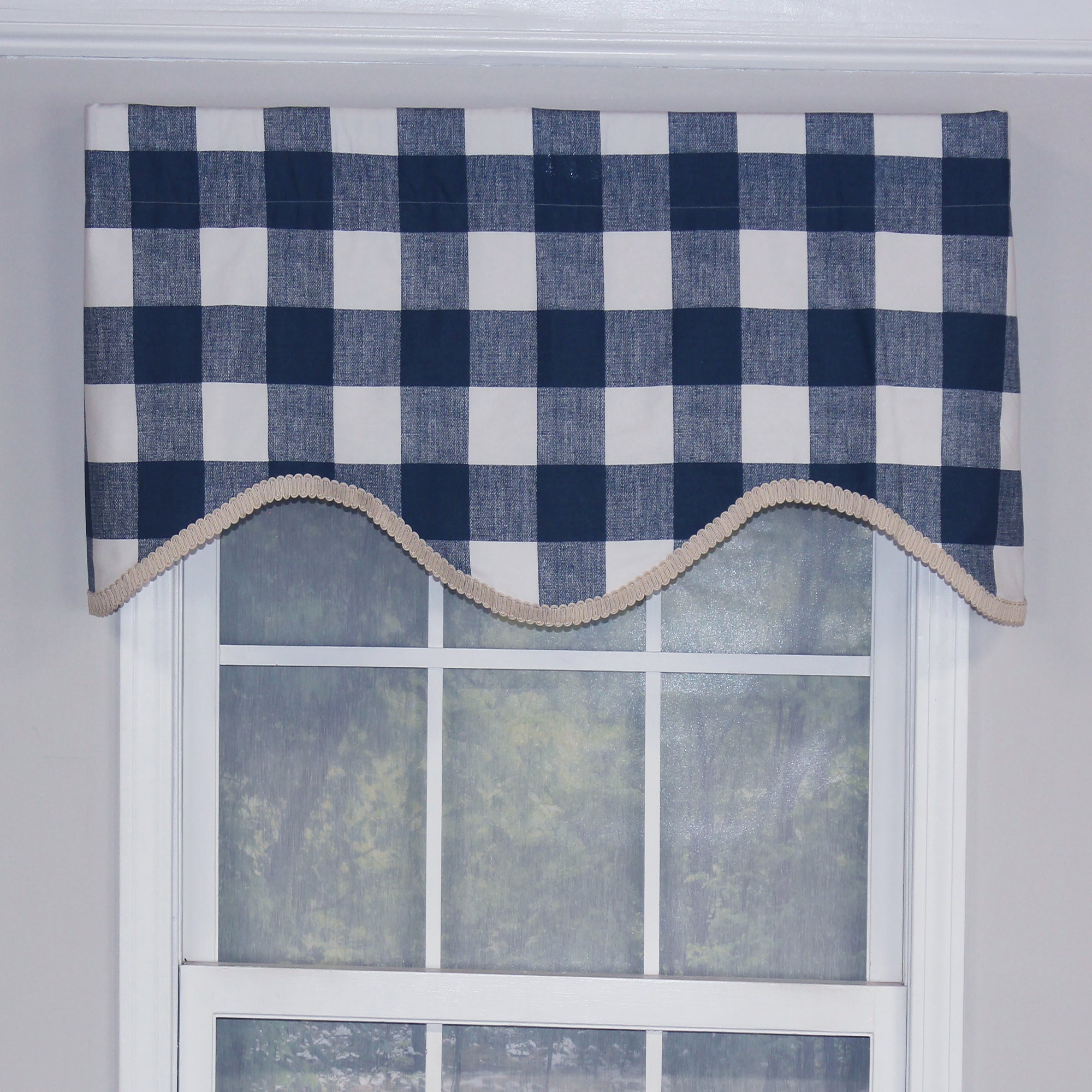 Buffalo Check Style All Season 3" Rod Pocket Valance 50" x 17" Navy by RLF Home