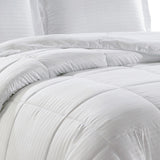 Plazatex 3 Piece Embossed Dobby Stripe 100% Polyester Comforter mini Set King White