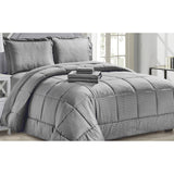 Plazatex Embossed Dobby Stripe 8 Pieces Comforter Bed In A Bag Set Gray