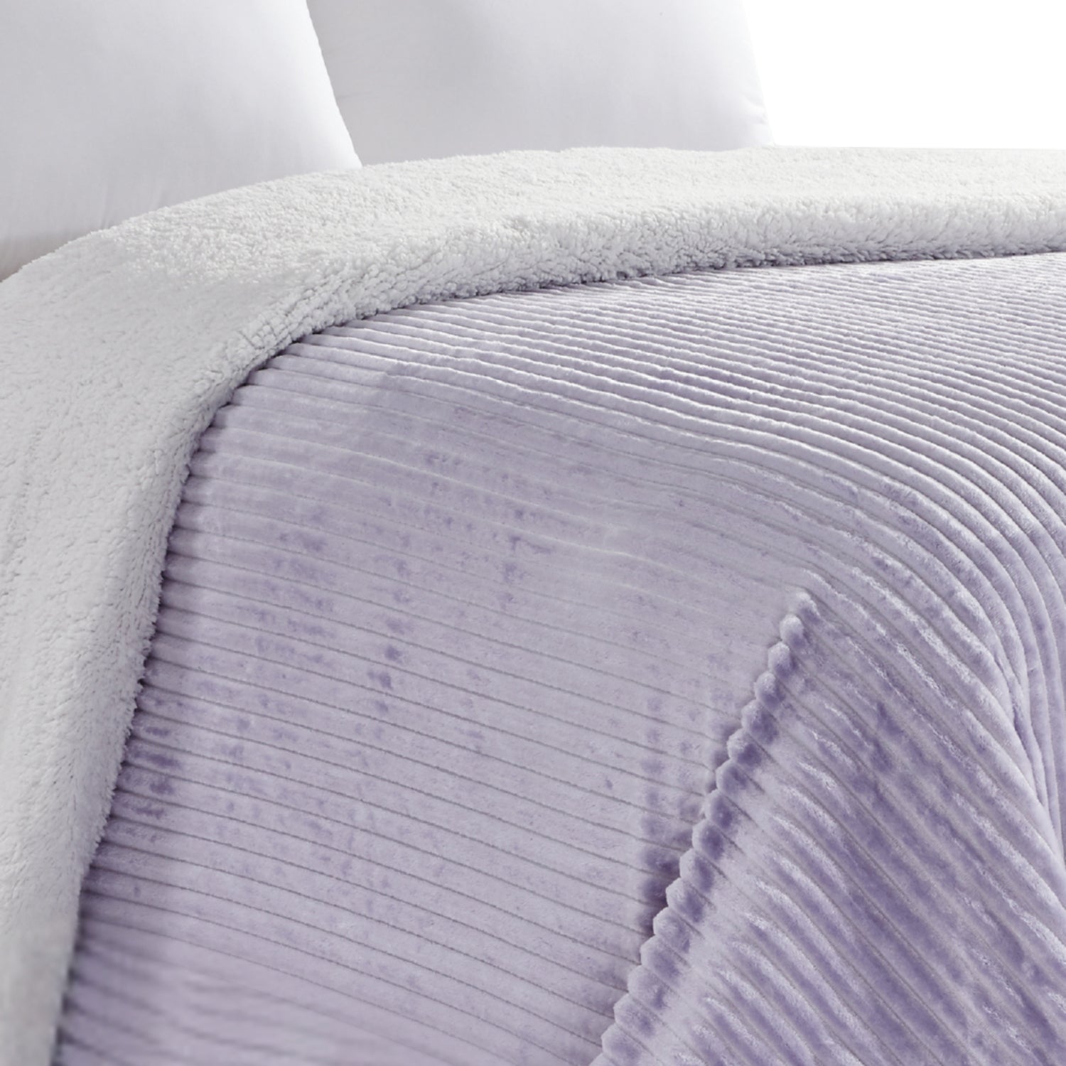 Plazatex Corduroy Lined Oversized All Season 100% Polyester Blanket King 108" x 90" Lilac
