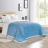 Plazatex Corduroy Lined Oversized All Season 100% Polyester Blanket King 108" x 90" Light Blue