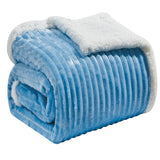 Plazatex Corduroy Lined Oversized All Season 100% Polyester Blanket King 108" x 90" Light Blue