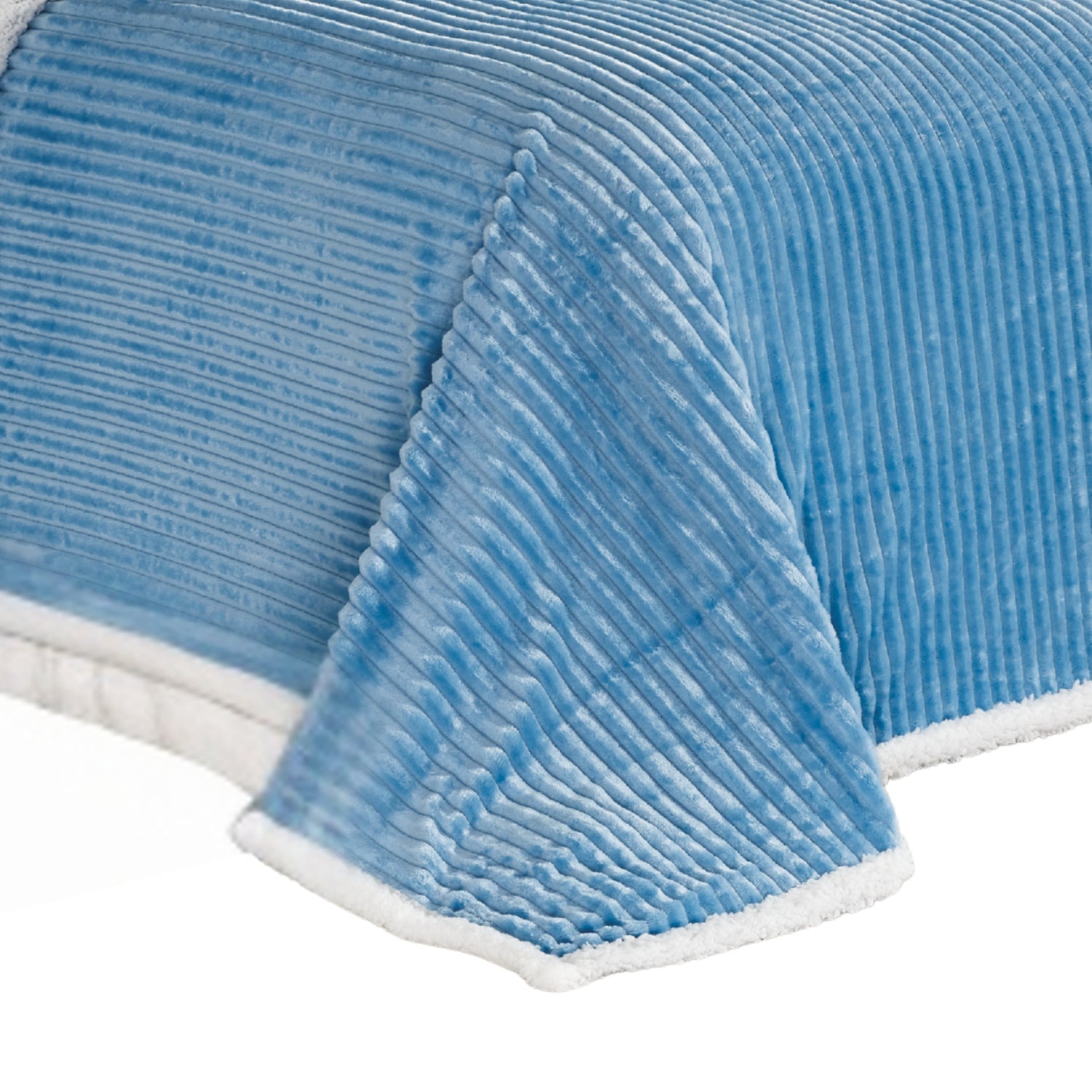 Plazatex Corduroy Lined Oversized All Season 100% Polyester Blanket King 108" x 90" Light Blue