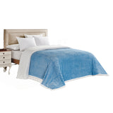 Plazatex Corduroy Lined Oversized All Season 100% Polyester Blanket King 108" x 90" Light Blue