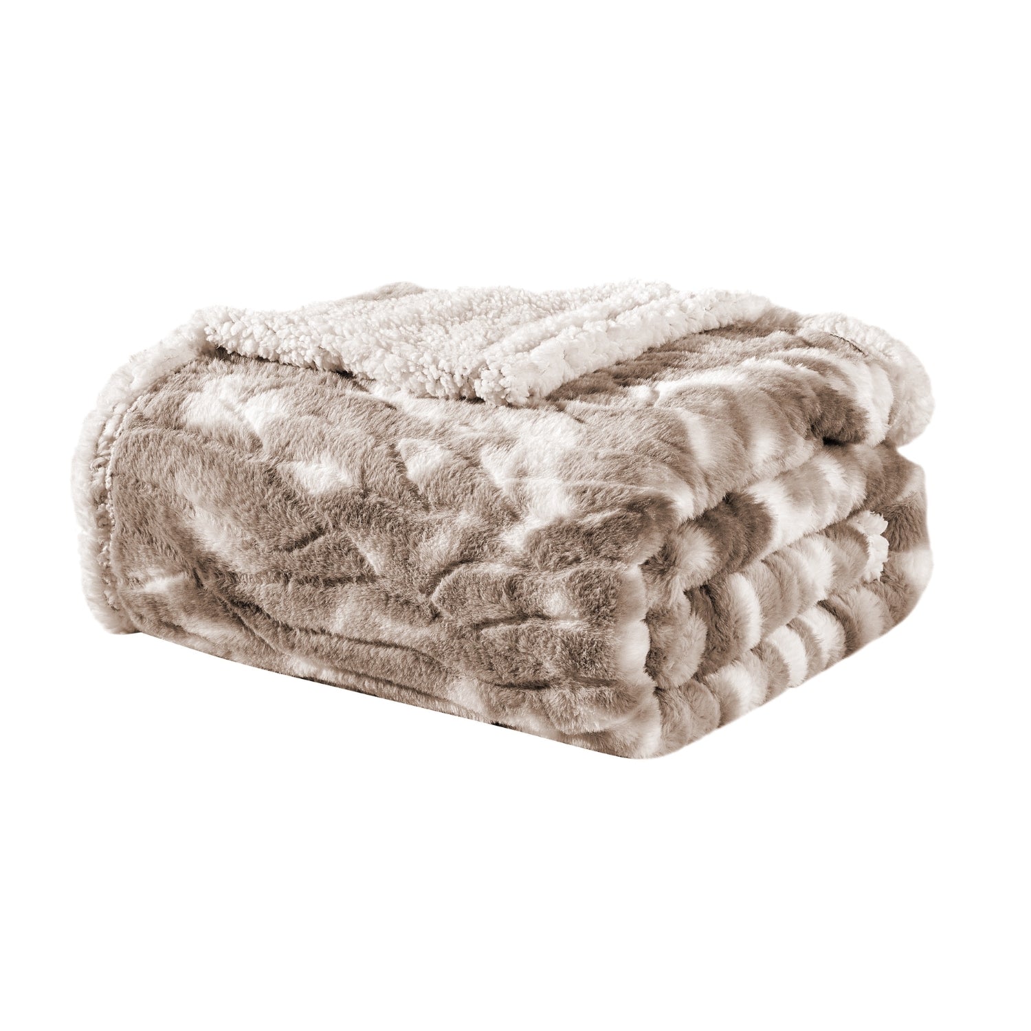 Plazatex Alaska Sherpa Machine Washable Warm and Comfortable Blanket Taupe