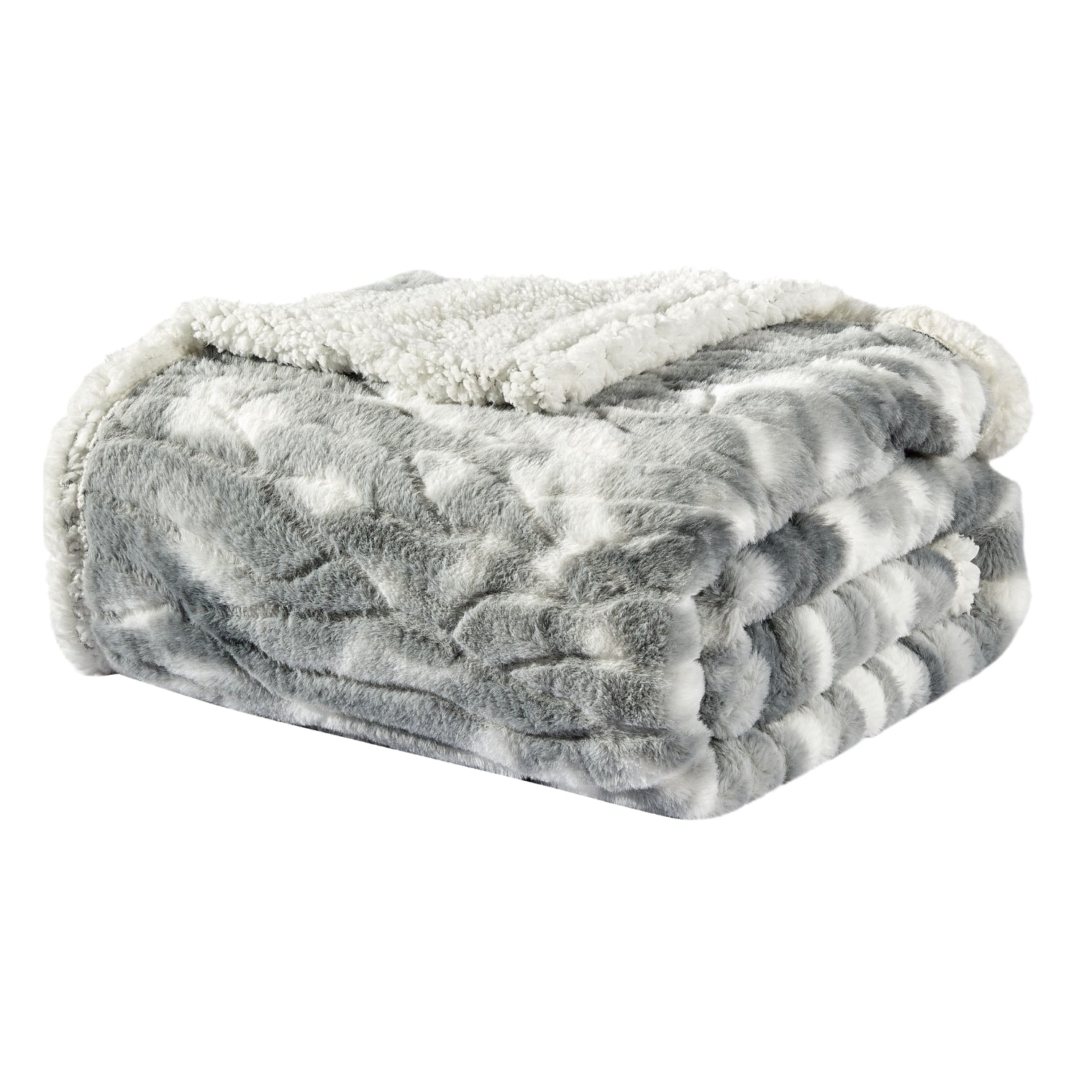 Plazatex Alaska Sherpa Machine Washable Warm and Comfortable Blanket Grey