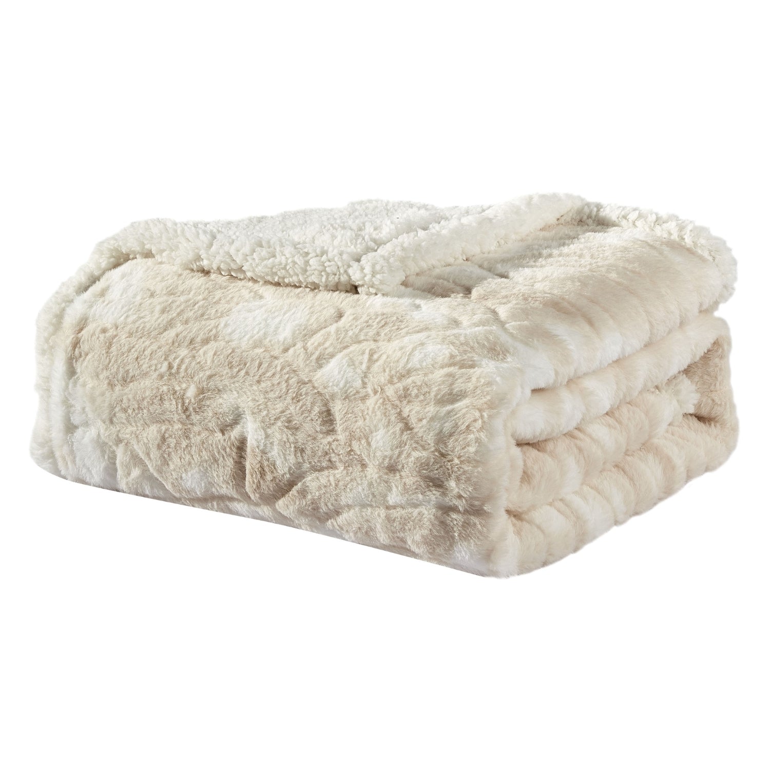 Plazatex Alaska Sherpa Machine Washable Warm and Comfortable Blanket Beige